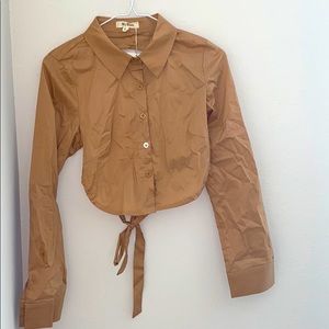 Khaki cut out back shirt